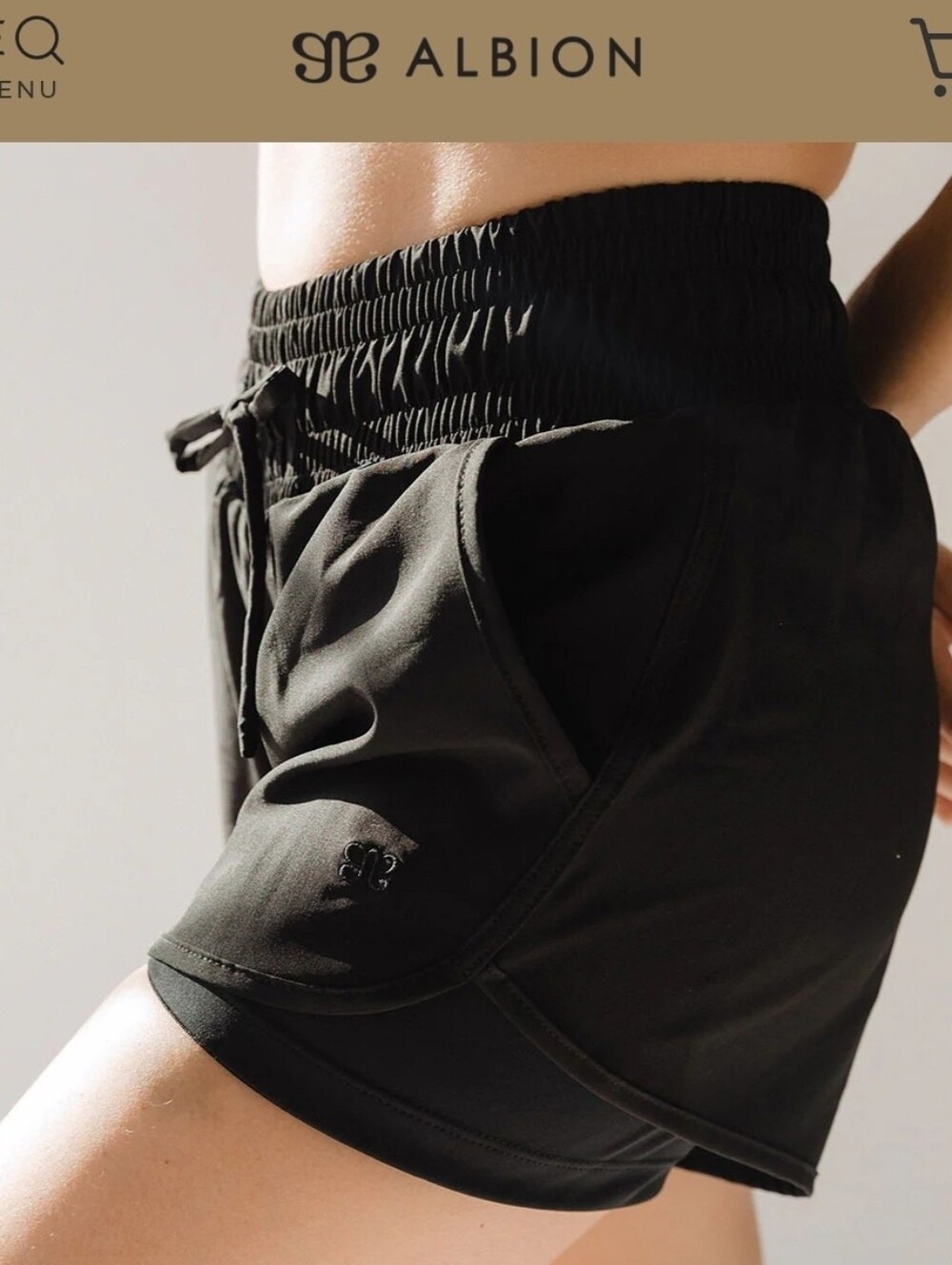 Albion Black Athletic Drawstring Waist Shorts With Inner Liner